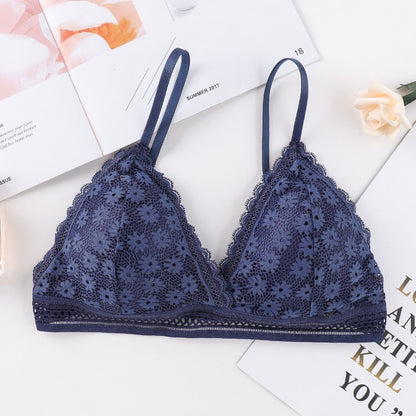 Women Lace Padded Bras Beauty Back Wrapped Chest Comfortable Wire Free Bras Lingerie